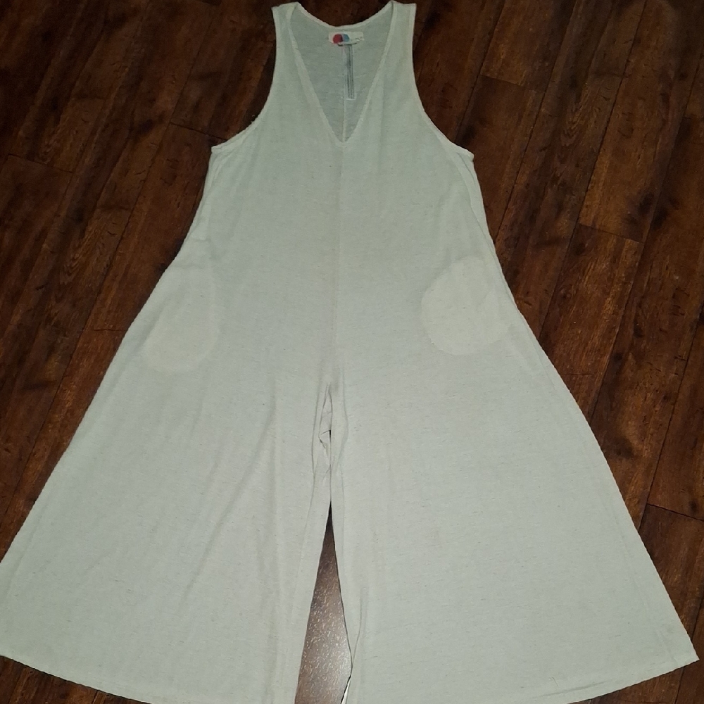Free People Sleeveless Wide-Leg Romper XS in Off-white